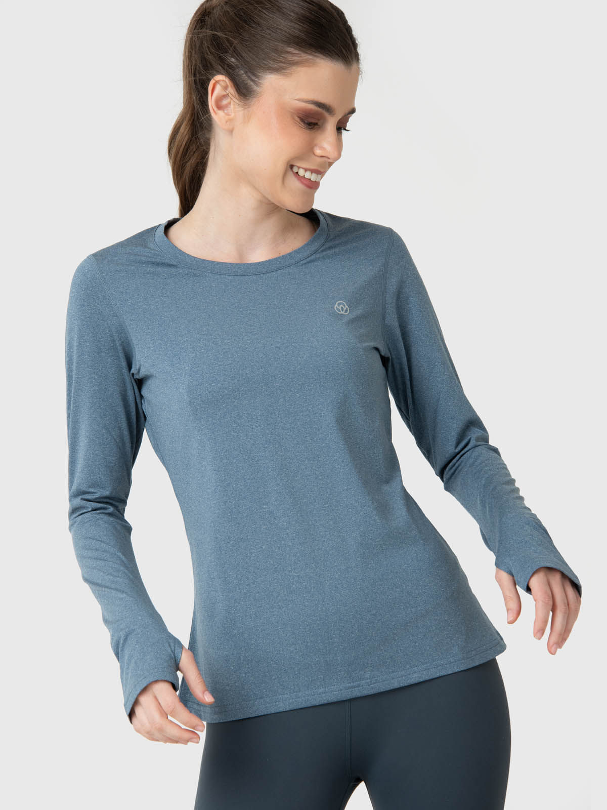 Polo-Manga-Larga-Para-Mujer-First-Layer-Azul-Bsoul