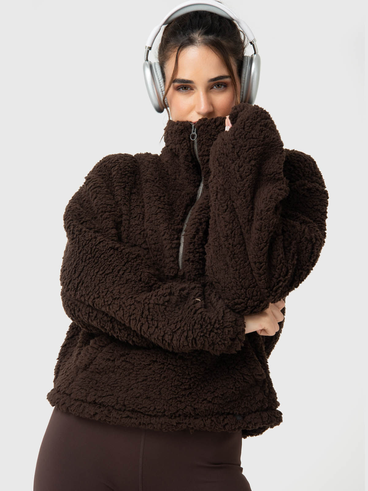 Polar-Para-Mujer-Mid-Zip-Sherpa-Marron-Bsoul