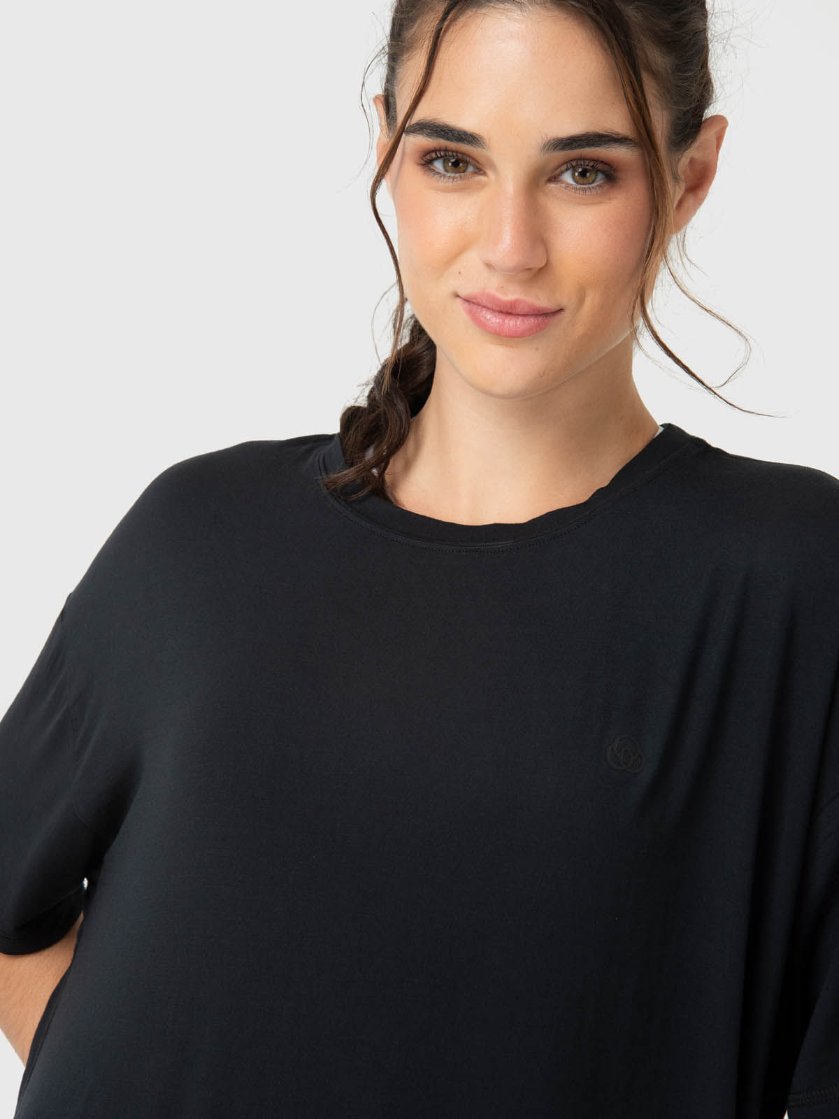 Polo-Manga-Corta-Para-Mujer-T-Shirt-Anto-Aloe-Negro-Bsoul
